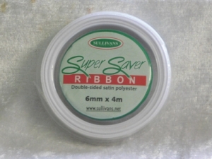 6mm x 4m Double Sided Satin Ribbon White